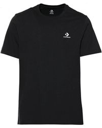 Converse - Magliette casual nera con logo ricamato - Lyst