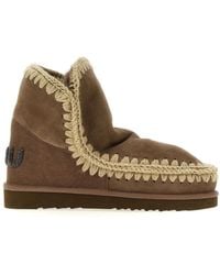 Mou - Braune leder wollstich stiefel - Lyst