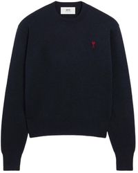 Ami Paris - Truien & Vesten ,Blauw ,Wol Ami De Coeur Crewneck Sweater - Lyst