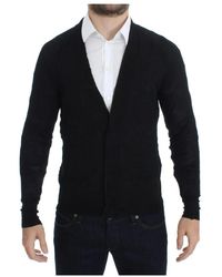 CoSTUME NATIONAL - Black Fine Wool Button Cardigan - Lyst