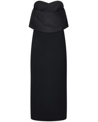 KHAITE - Schwarzes Kleid Mit Drapiertem Oberteil Und Taschentuchdetail - Lyst