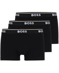 HUGO - Ondergoed ,Zwart ,Katoen Elastische Katoenen Logo Boxer Trunk Pak - Lyst
