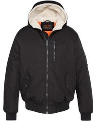 Schott Nyc - Jassen ,Zwart ,Katoen Bomberjack Met Capuchon Van Fleece - Lyst