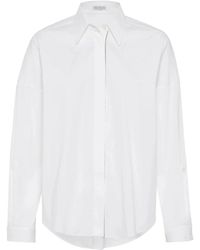 Brunello Cucinelli - Overhemden ,Wit ,Katoen Stretch Katoen Poplin Shirt - Lyst
