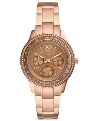 Fossil - Armbanduhr stella sport multifunktionswerk edelstahl roségoldfarben es5109 - Lyst