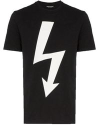 Neil Barrett - Schwarzes slim fit t-shirt mit aufgedrucktem logo - Lyst