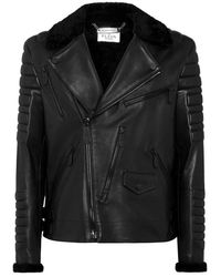 Philipp Plein - Jassen ,Zwart ,Leer Shearling Leren Biker Gothic - Lyst