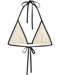 Totême - Bikini top con bordo a righe light hay - Lyst