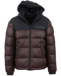 Napapijri - Jassen ,Bruin ,Bruine Hoodie Met Synthetische Vulling - Lyst