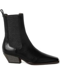 Brunello Cucinelli - Schwarze Kubanische Stiefeletten Mit Elastischen Einsätzen - Lyst