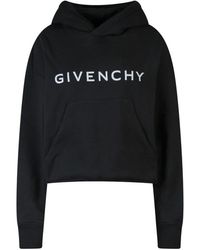 Givenchy - Sudadera de algodón negra con capucha y bajo deshilachado - Lyst