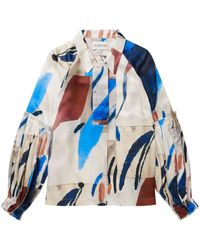 Munthe - Preciosa blusa de seda con mangas abullonadas y estampado abstracto - Lyst