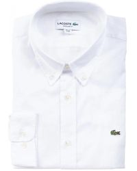 Lacoste - Overhemden ,Wit ,Katoen Regular Fit Katoenen Overhemd - Lyst