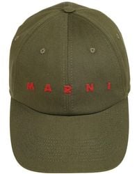 Marni - Katoenen Baseballpet Met Rood Logo - Lyst