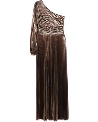 retroféte - Goldbraunes plissiertes kleid mit seitenschlitz - Lyst