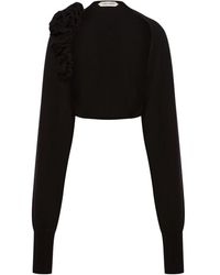 Alberta Ferretti - Truien & Vesten ,Zwart ,Wol Bloemig Ontwerp Sweater Aw 25 - Lyst