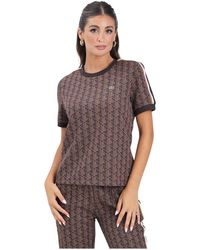 Lacoste - Tops ,Bruin ,Bruine T-Shirt Met Jacquard Monogram - Lyst