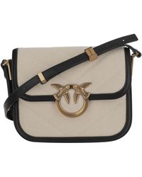 Pinko - Gepolsterte Canvas Leder Quadratische Tasche - Lyst