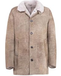 Gimo's - Giacca in pelle scamosciata shearling vintage - Lyst