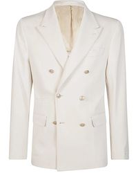 Eleventy - Jassen ,Wol Stretch Wol Double-Breasted Jas - Lyst