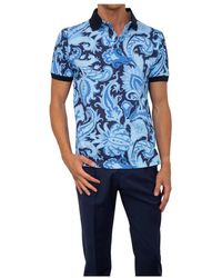 Etro - Tops ,Blauw ,Katoen Klassieke Polo Shirt Voor Mannen - Lyst