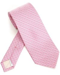 Ferragamo - Accessoires ,Roze ,Zijden Das Met Microdessin - Lyst