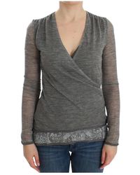 Ermanno Scervino - Truien & Vesten ,Grijs ,Wol Grijze V-Hals Trui Van Wolmix - Lyst