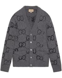 Gucci - Cardigan in lana intarsia con motivo monogramma - Lyst