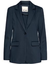 Ichi - Jassen ,Blauw ,Leer Elegante Lange Blazer Total Eclipse - Lyst