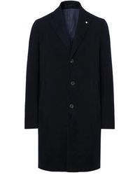L.B.M. 1911 - L.B. 1911, ,Jassen ,Blauw ,Wol Single-Breasted Coat - Lyst