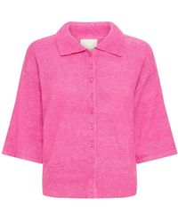 Ichi - Truien & Vesten ,Roze ,Katoen Ihkamara Vest - Lyst