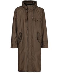 Herno - Jassen ,Groen ,Polyester Verstelbare Regenjas Met Capuchon En Zakken - Lyst