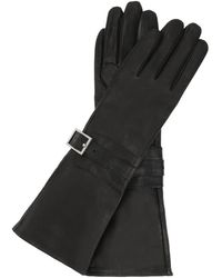 Kazar - Accessoires ,Zwart ,Leer Elegante Lange Handschoenen Met Decoratie - Lyst