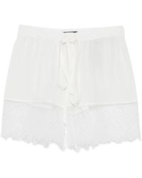 Ann Demeulemeester - Weiße Shorts Mit Spitzenbesatz Und Kordelzug - Lyst