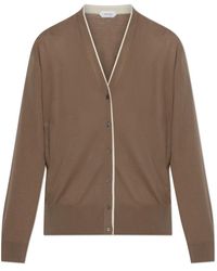 Versace - Truien & Vesten ,Bruin ,Wol Wollen Cardigan Met Geborduurd Logo - Lyst