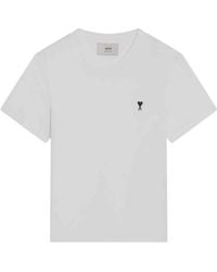 Ami Paris - Tops ,Wit ,Katoen De Coeur Cropped T-Shirt - Lyst