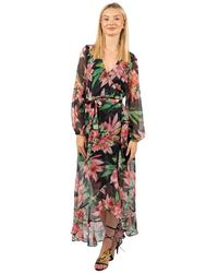 Guess - Maxikleid mit blumenmuster und vausschnitt - Lyst