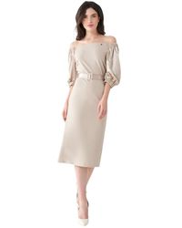 Rinascimento Abito Midi Off-shoulder - Naturel