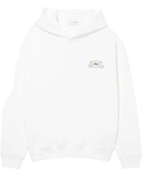 Lacoste - Hoodies & Sweatvesten ,Wit ,Katoen Graphic Hoodie - Lyst