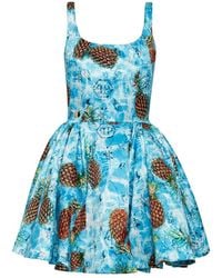 Philipp Plein - Kleedjes ,Blauw ,Short Dress Pineapple Skies - Lyst