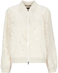 Peserico - Jassen ,Wit ,Wol Sequinned Bomberjack - Lyst