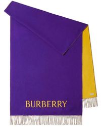 Burberry - Rose print cashmere scarf - Lyst