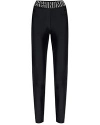 Moschino - Broeken ,Zwart ,Katoen Logo Leggings - Lyst