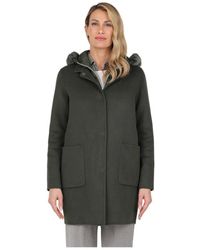 Gimo's - Wollen Jas Met Capuchon En Bontafwerking - Lyst
