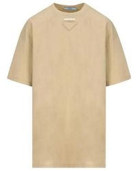 Prada - Tops ,Katoen Katoenen Patch T-Shirt - Lyst