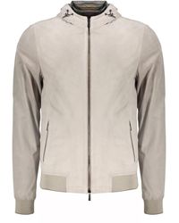 Moorer - Jassen ,Grijs ,Leer Leren Bomberjack Met Capuchon - Lyst