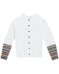 Paul Smith - Truien & Vesten ,Wit ,Wol Cardigan Merinos Maniche Stripes - Lyst