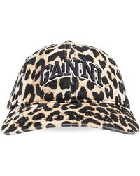 Ganni - Leopard Canvas Cap - Lyst