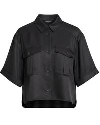 Anine Bing - Overhemden ,Zwart ,Linnen A-07-12487 Cropped Shirt - Lyst