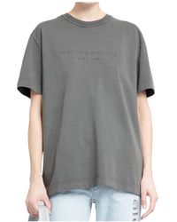Alexander Wang - Graues t-shirt mit geprägtem logo und acid wash - Lyst